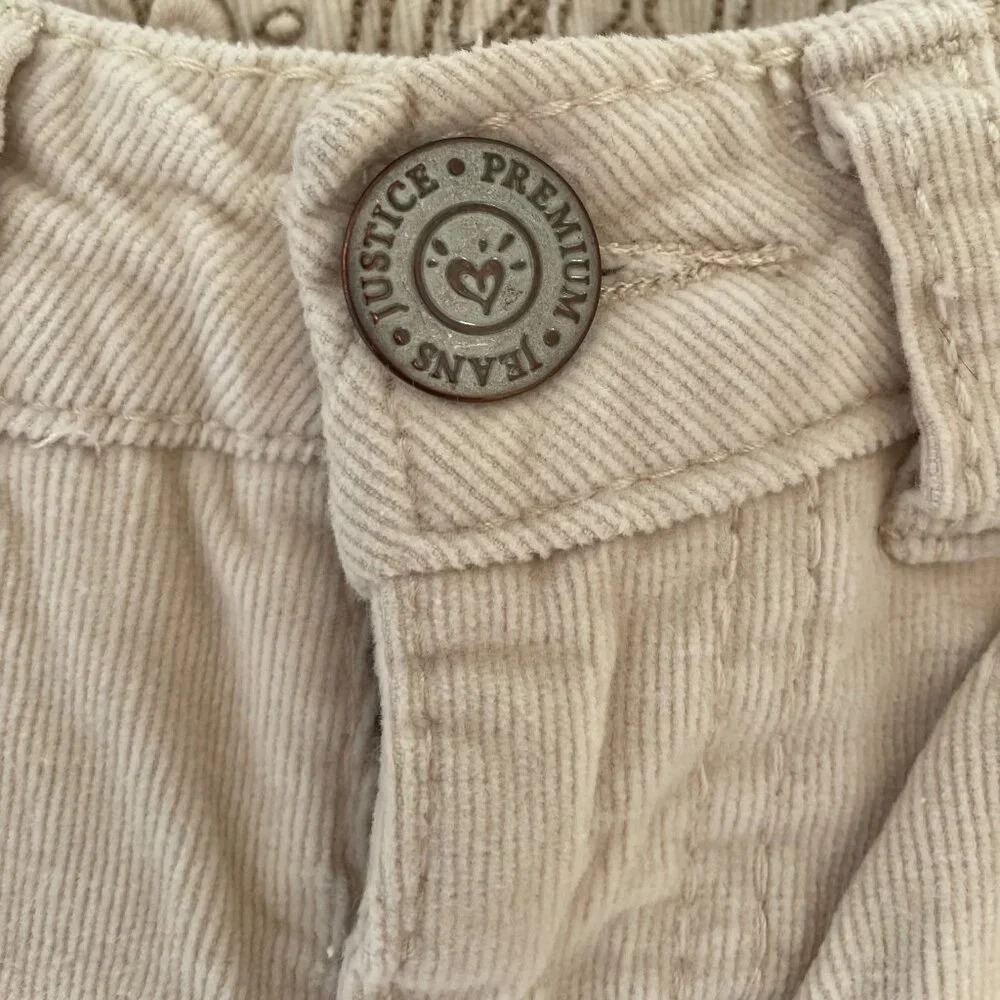 Original 2010 Justice Mall Store Cream Corduroy Pants Size 10R